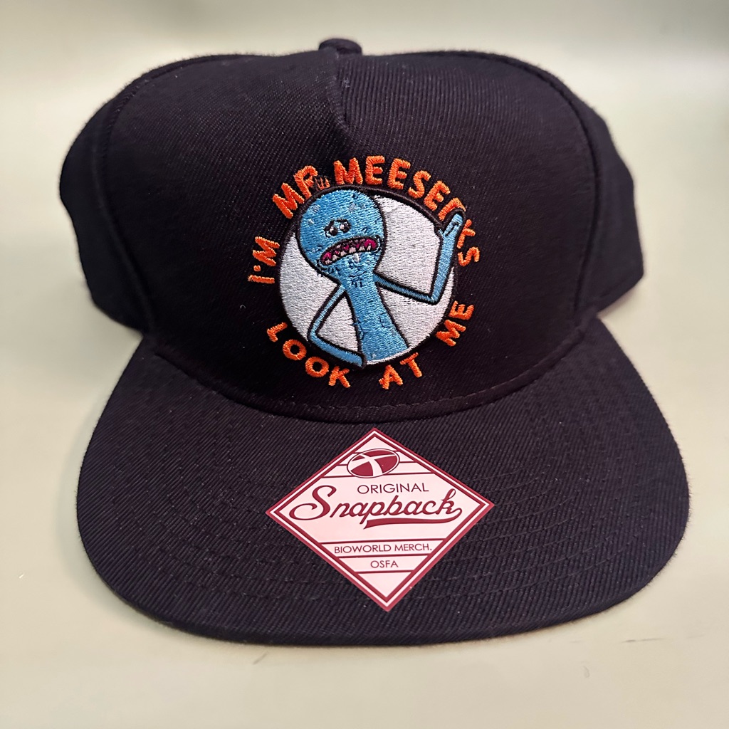 Rick And Morty Mr Meeseeks Look At Me Adjustable Snapback Hat Adult Black Nwt